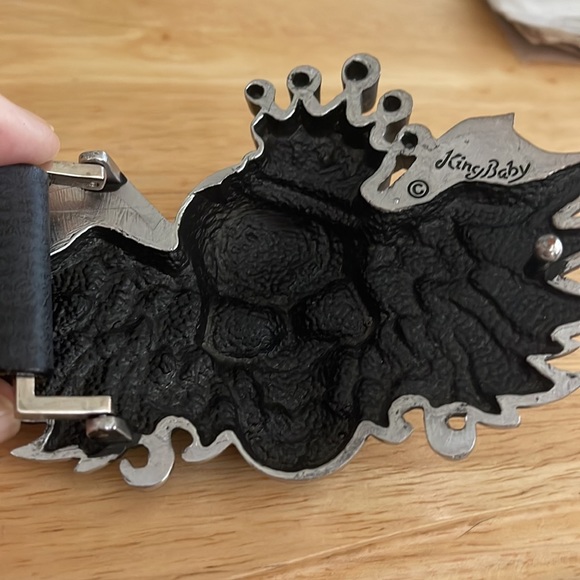 King Baby Studios Crowned Skull with Wings Silver tone metal Buckle with size 38 - Picture 2 of 7